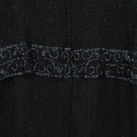 Vtg Black Silk Beaded Evening Dress Art Deco Formal Event‎ Holiday Plus Size 2X - Picture 15 of 16